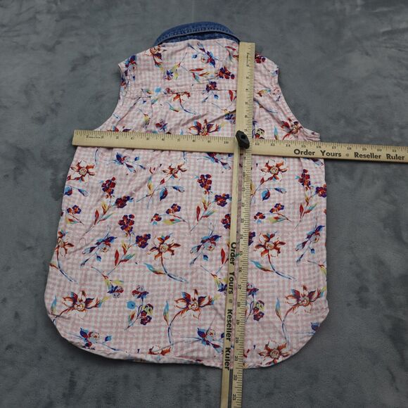 Red Rover Shirt Womens 10 Pink Floral Sleeveless Button Up Collared Top - Picture 6 of 16